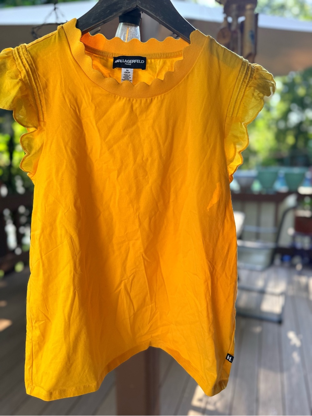 Karl Lagerfeld Yellow Ruffle Sleeve Tee